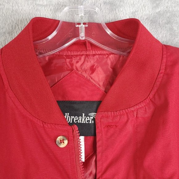 Vintage Windbreaker Mens Jacket Windbreaker Crew Collar Zip Pockets Lined Red XL - Picture 9 of 14
